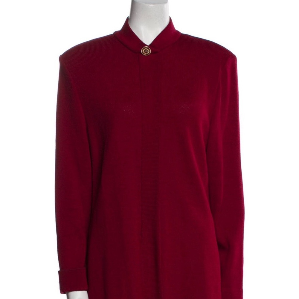 St. John Evening Jacket with Gold Button in Rich Wine 12